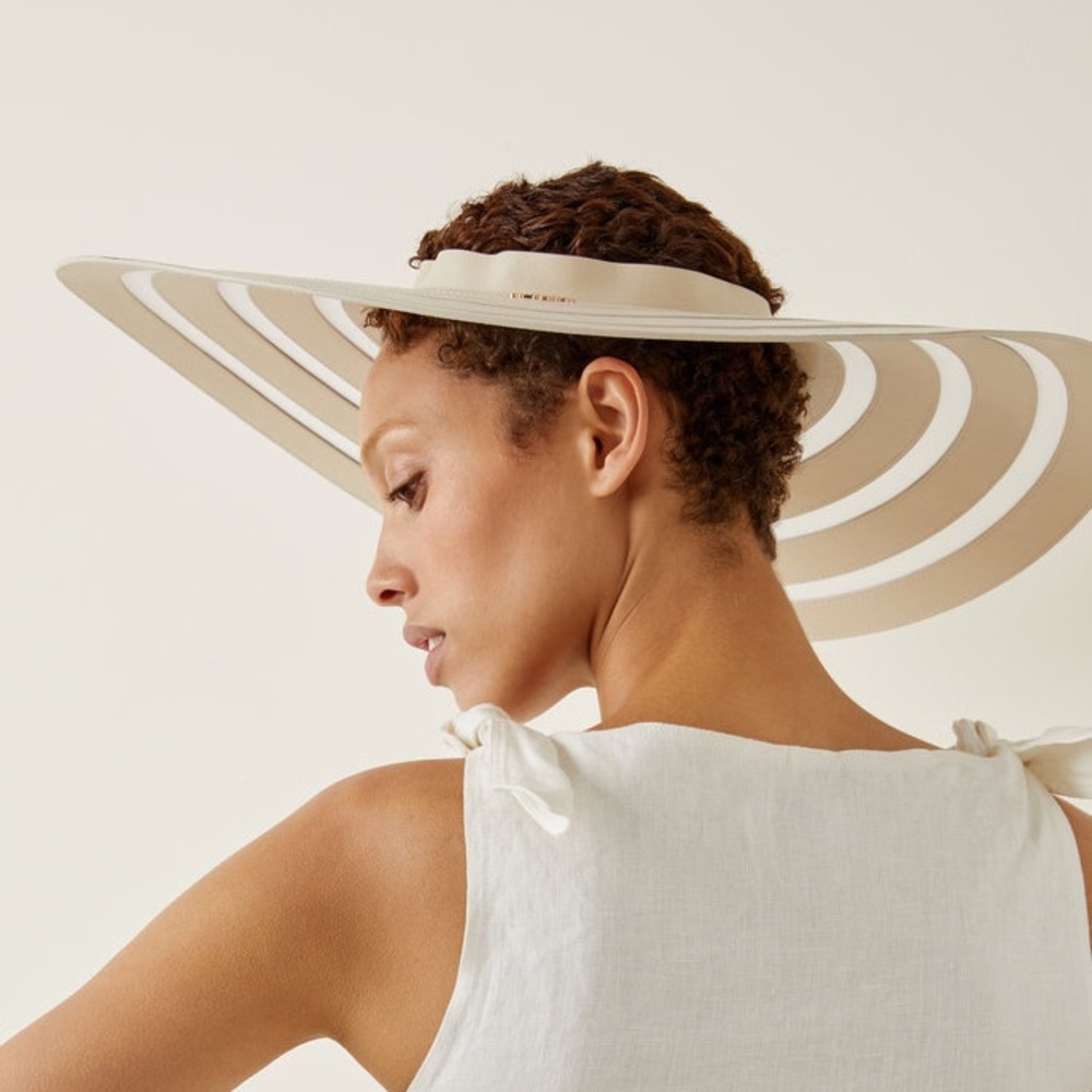 Cult Gaia Laszlo striped leather sun hat